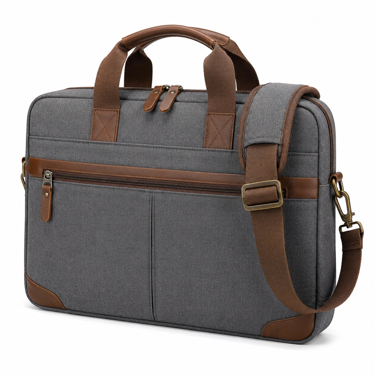 Laptoptasche 15.6 Zoll Grau Braun aus Textil mit Schultergurt