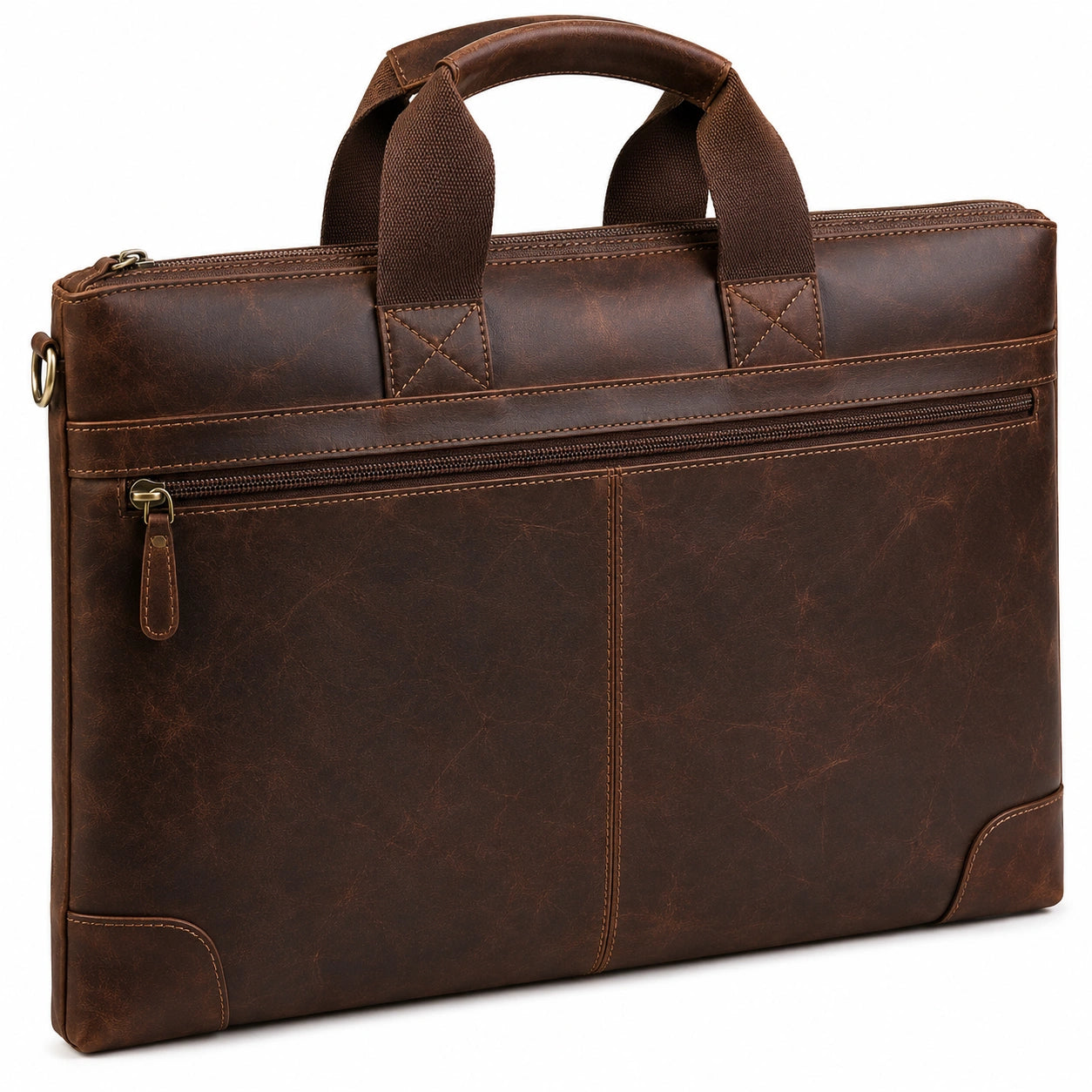 Laptoptasche 40 cm aus Kunstleder Braun mit Reißverschluss für Arbeit