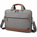 Laptoptasche 40 cm Textil Grau Braun mit Schultergurt für Büro und Reisen