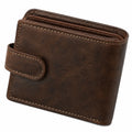 Geldbörse 12 x 10 x 2 cm dunkelbraunes Leder mit Druckknopfverschluss