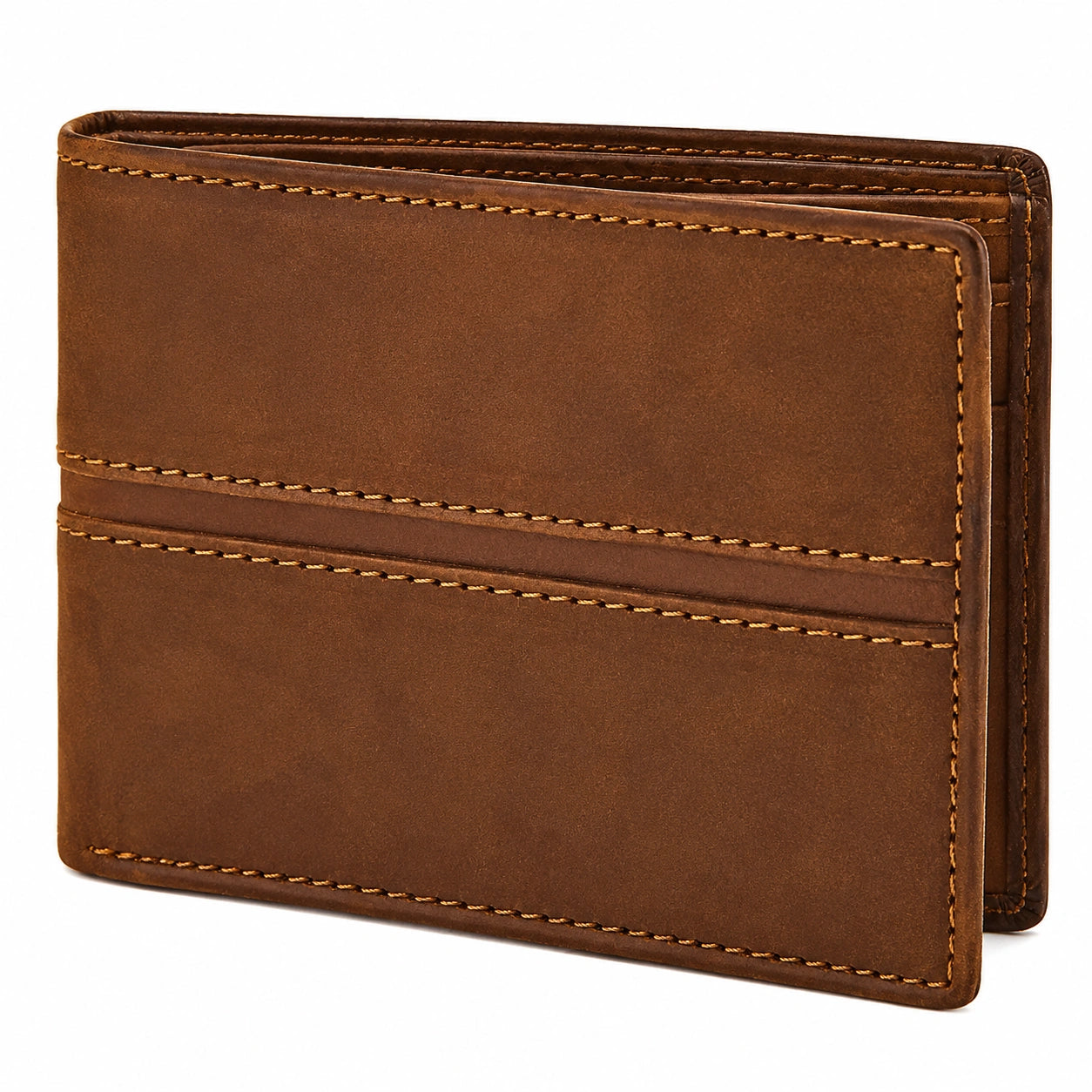 Herren Geldbörse 12 x 9.5 x 2 cm aus braunem Leder im Klappdesign