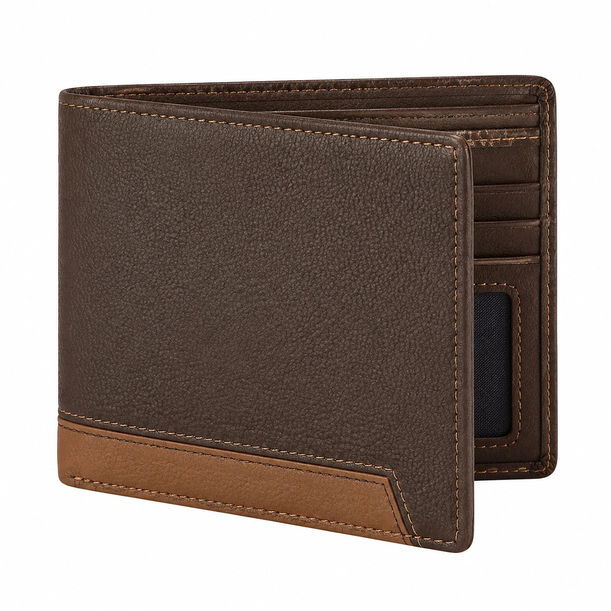 Geldbörse 12 x 9.5 cm braun Kunstleder kompakt mit Kartenfächern