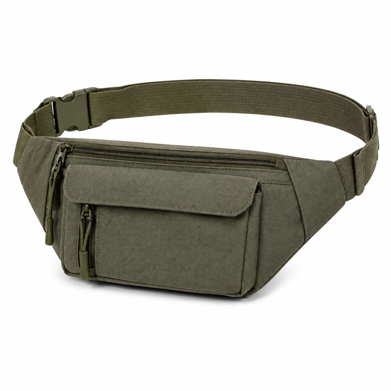 Gürteltasche 34 x 15 x 8 cm Textilgewebe Olivgrün mit Mehrfachfächern für Alltag