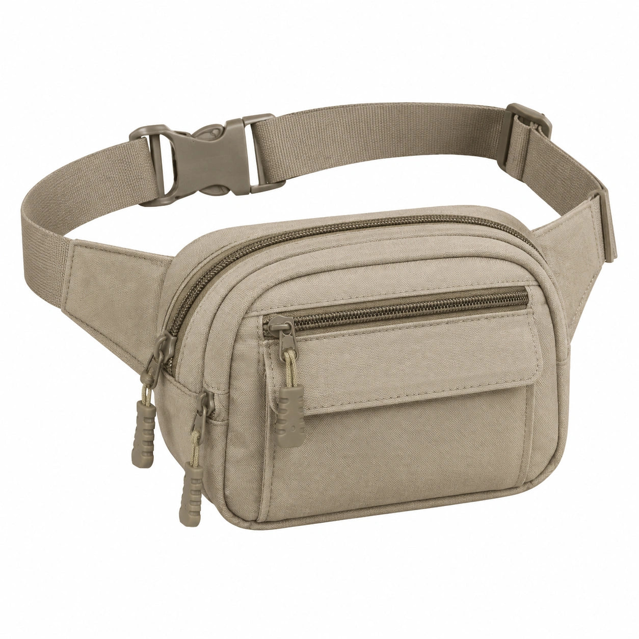 Gürteltasche 23 x 15 x 6 cm aus Textil in Beige mit mehreren Reißverschlussfächern