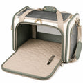 Haustier-Transporttasche 45 cm aus Textil Grün Beige für Hunde und Katzen faltbar