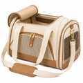 Haustier-Transporttasche 45 cm x 28 cm x 30 cm Beige Braun aus Textilgewebe mit Netzfenstern für Reisen