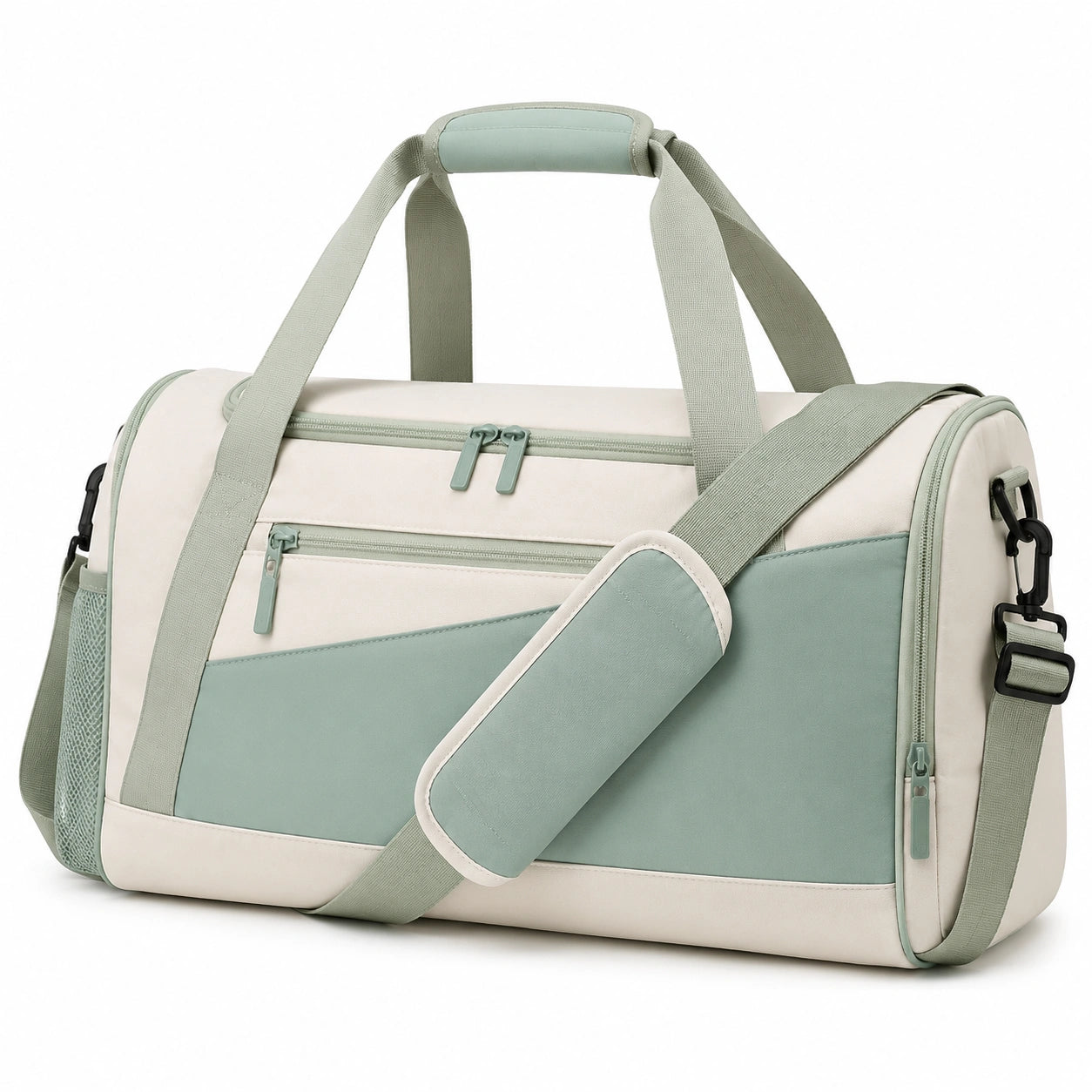 Sporttasche 50 x 25 x 28 cm aus Polyester in Mintgrün Beige mit Schultergurt