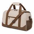 Reisetasche 50 cm Kunstleder Beige Braun mit Schultergurt und Reißverschluss