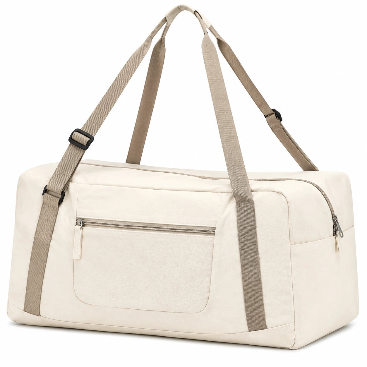 Reisetasche 50 x 25 x 30 cm aus Textil in Creme mit verstellbarem Schultergurt
