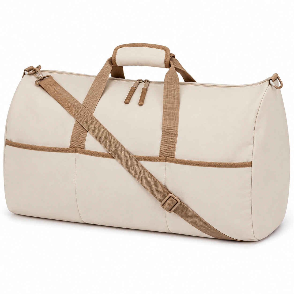 Reisetasche 50 cm Textil Beige für Wochenendtrips mit Schultergurt