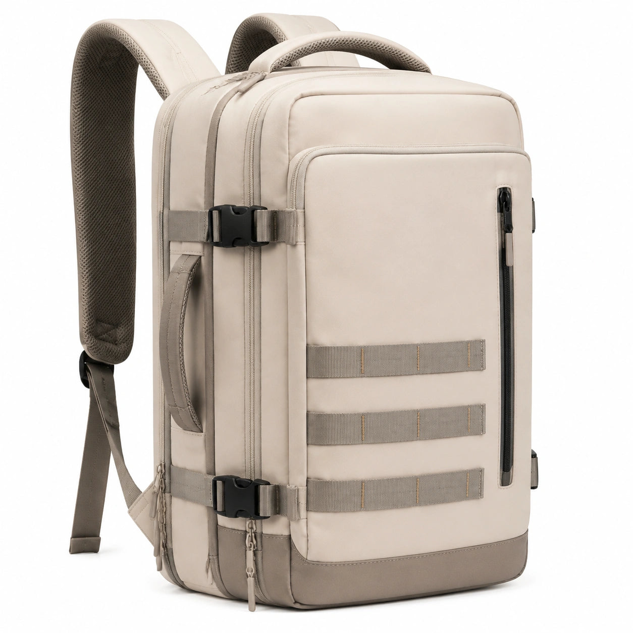 Reiserucksack 30 x 20 x 45 cm Textil Beige mit Fächern und gepolsterten Trägern