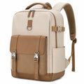 Rucksack 30 x 18 x 42 cm Textil Kunstleder Beige Braun Alltag mit Fächern