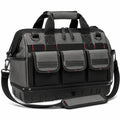 Werkzeugtasche 43 x 24 x 30 cm aus Textilgewebe grau schwarz mit Hartboden und Schultergurt