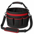 Werkzeugtasche 30 x 25 cm aus Textilgewebe Schwarz Rot mit Schultergurt und Außenfächern